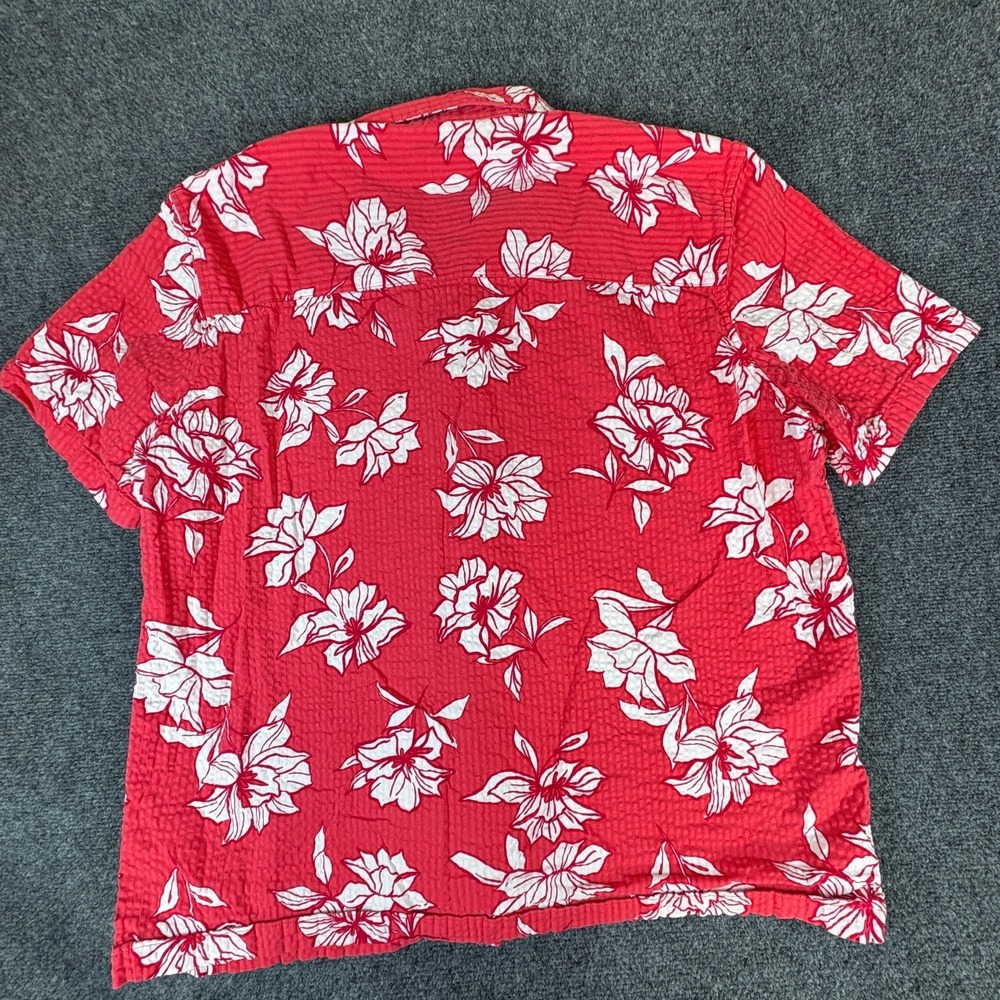 Gap Seersucker Shirt Mens 2XL Red White Floral Cotton Short Sleeve Button Up - Picture 7 of 8